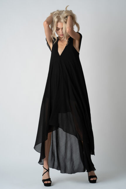 Rochie asimetrica lejera Black - imagine 2