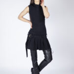 Rochie mini din bumbac cu pliseuri