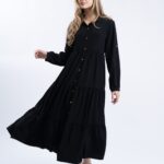 Rochie camasa midi cu mânecă lungă și nasturi