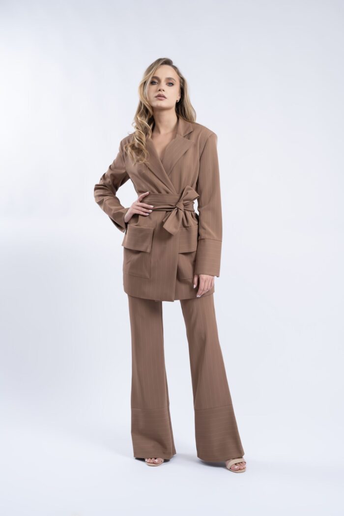 Pantalon evazat cu dungi fine - imagine 3