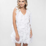 Rochie scurta cu volane si spate decupat White