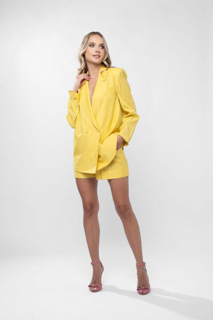 Costum sacou lejer din in peliculizat cu pantaloni scurti Yellow