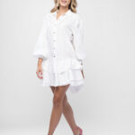 Rochie scurta cu volane din in