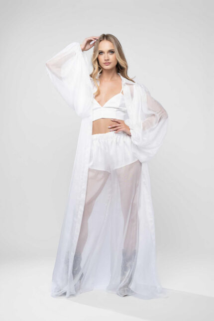 Pantaloni lungi din voal cu captuseala scurta - imagine 2