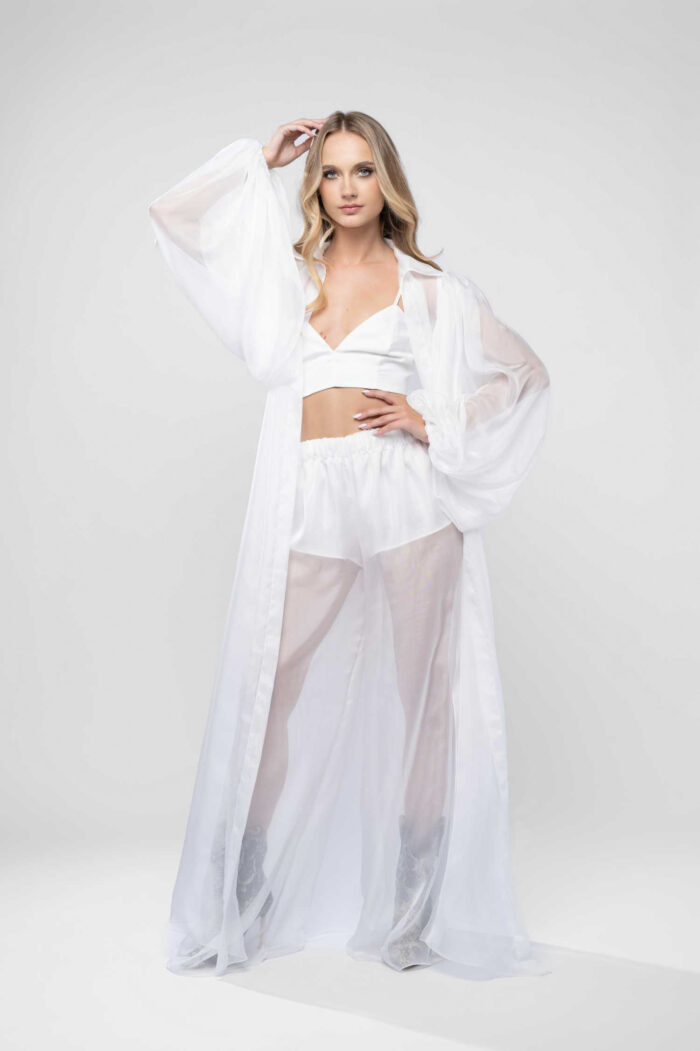 Pantaloni lungi din voal cu captuseala scurta - imagine 2