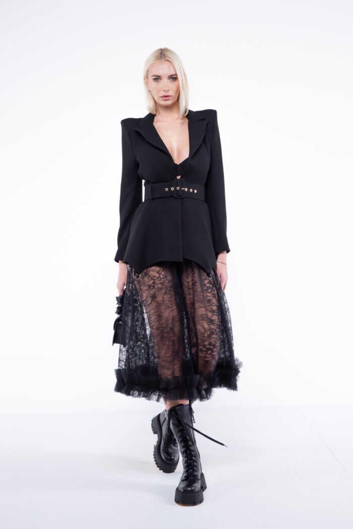 Sacou stil rochie Ringoux Black cu umeri sculpturali - imagine 2