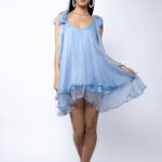 Rochie mini din matase cu esarfe