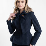 Sacou cu peplum si funda Navy Stripe