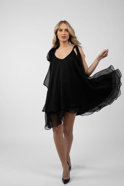 Rochie mini cu esarfe Black