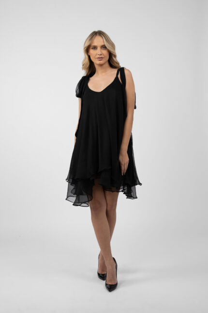 Rochie mini cu esarfe Black - imagine 2