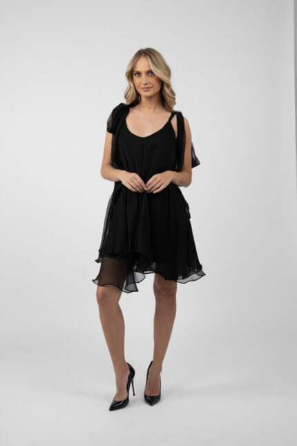 Rochie mini cu esarfe Black - imagine 3