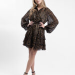 Rochie camasa cu volane animal print