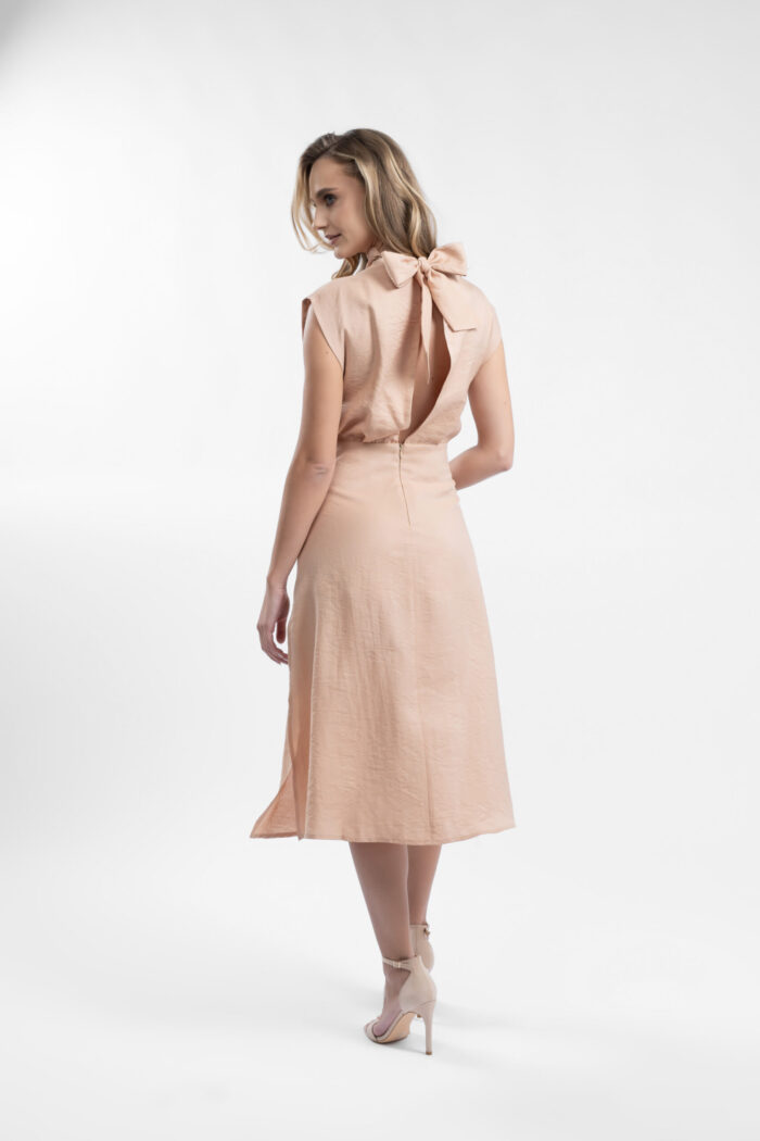 Rochie midi cu decupaje si guler inalt - imagine 5