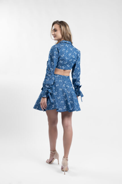 Set fusta petrecuta si top tip camasa din bumbac - imagine 5