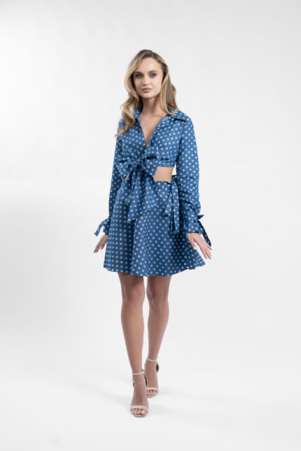 Set fusta petrecuta si top tip camasa din bumbac - imagine 2