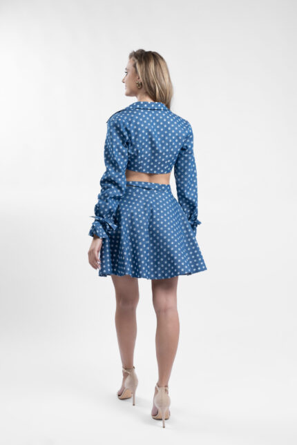 Set fusta petrecuta si top tip camasa din bumbac - imagine 4