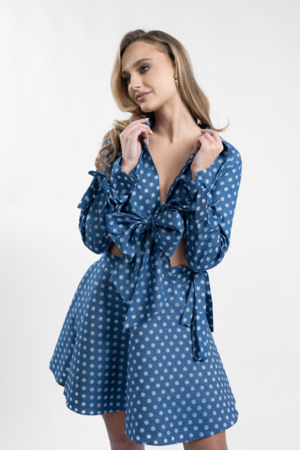 Set fusta petrecuta si top tip camasa din bumbac