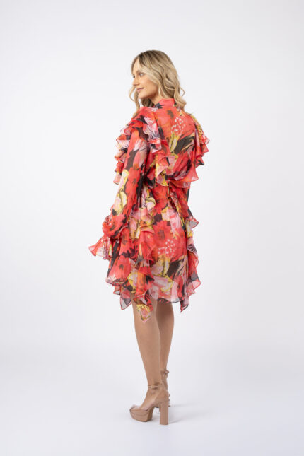 Rochie camasa cu volane asimetrice din voal de matase - imagine 4