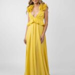 Rochie lunga cu decupaje si volane Yellow Sun