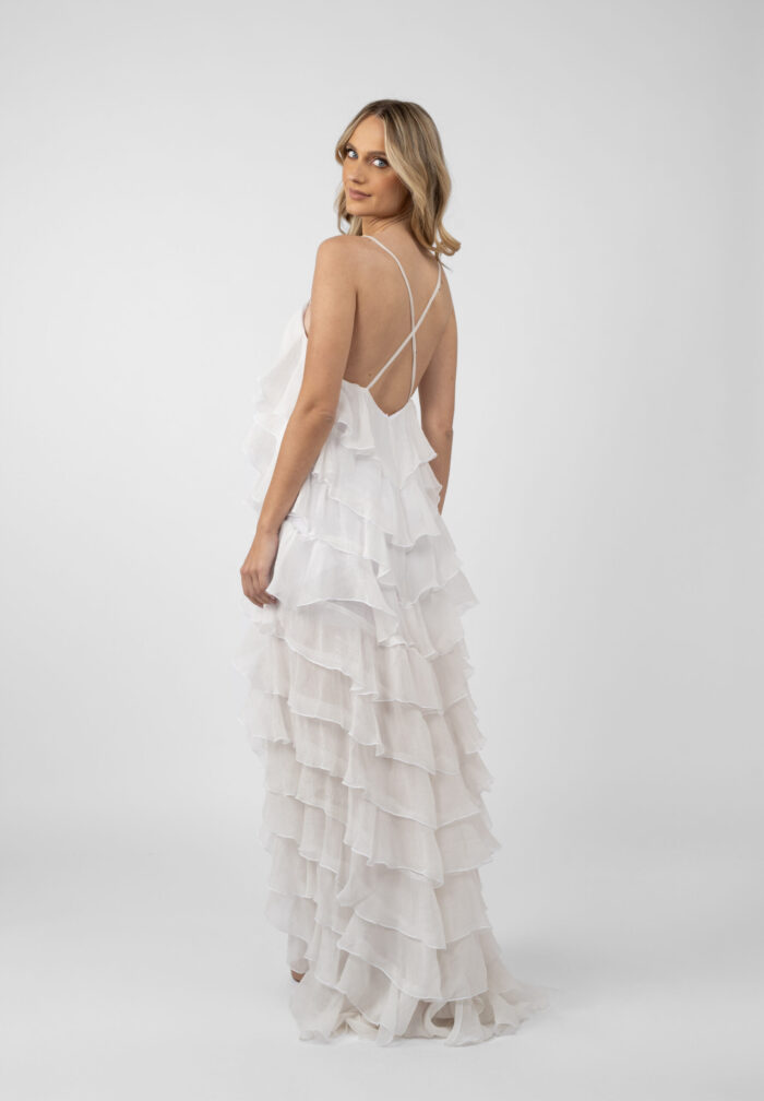 Rochie maxi Lucky  cu volane din amestec de matase - imagine 3