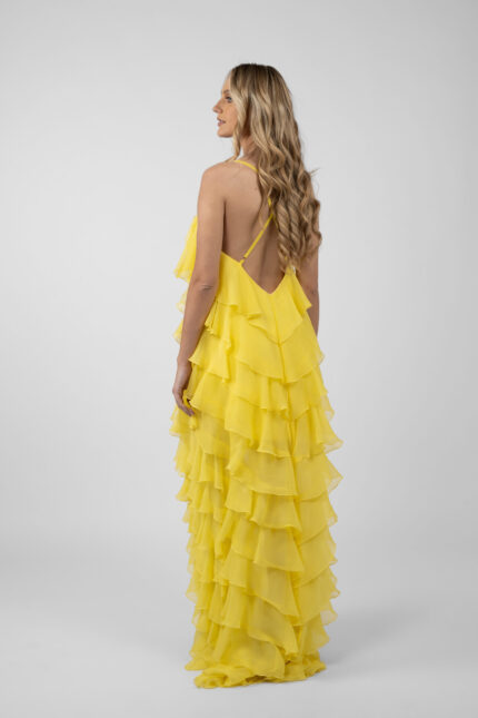 Rochie maxi Lucky  cu volane din amestec de matase - imagine 4