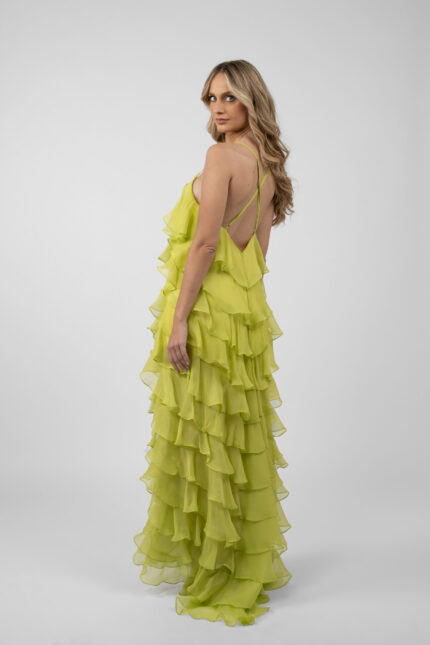 Rochie maxi Lucky  cu volane din amestec de matase - imagine 4