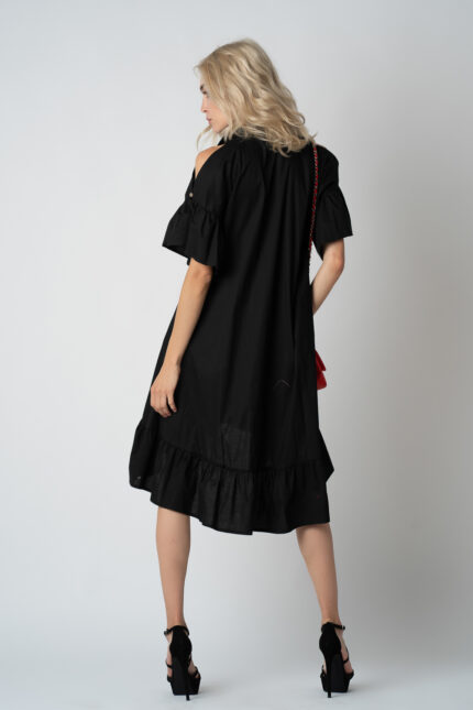 Rochie camasa asimetrica Black - imagine 4