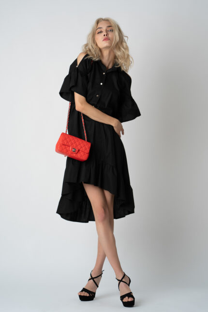 Rochie camasa asimetrica Black - imagine 2