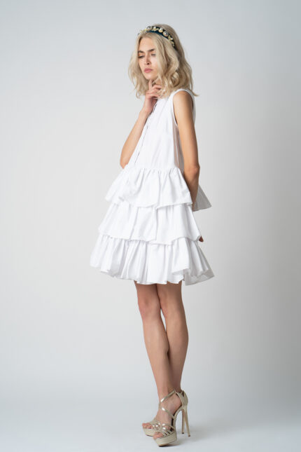 Rochie camasa cu volane White - imagine 4