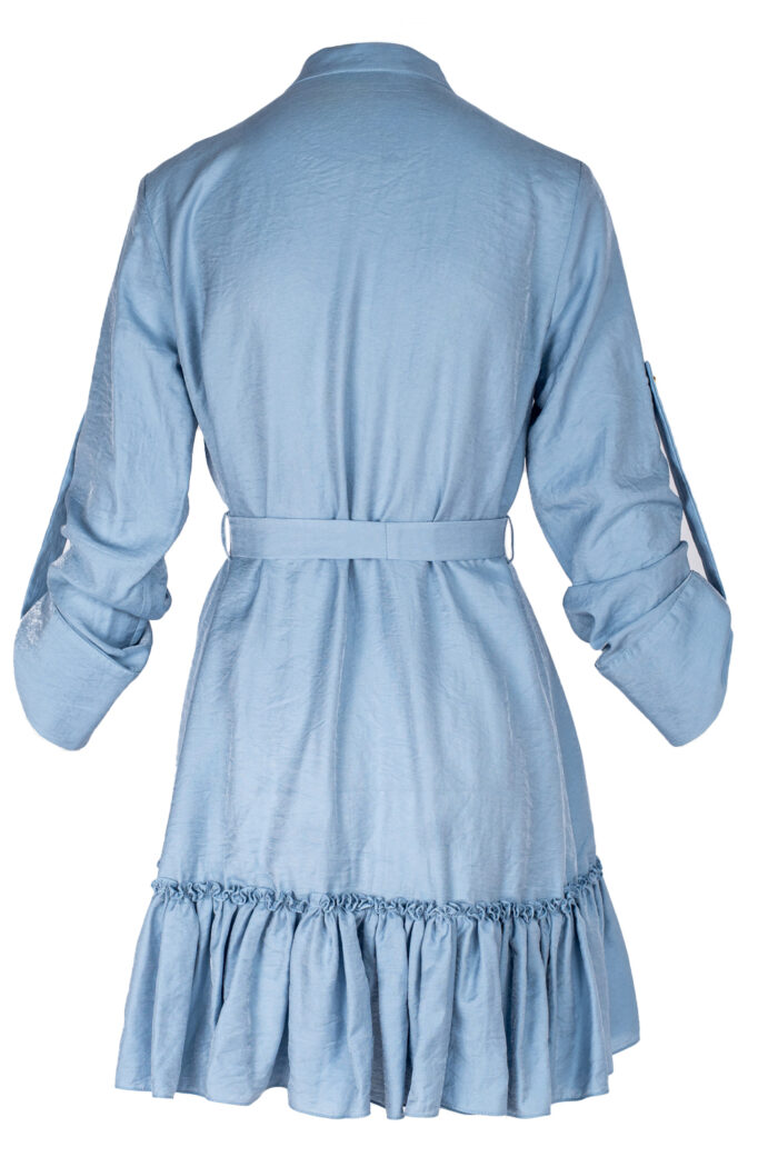 Rochie petrecuta cu mansete late si volan Blue Ciel - imagine 2