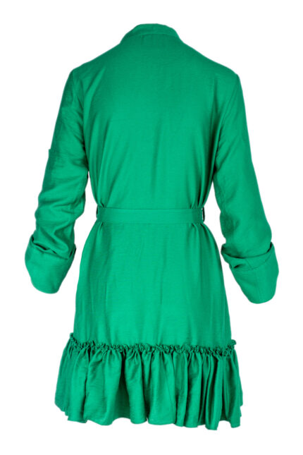Rochie petrecuta cu mansete late si volan Green - imagine 2