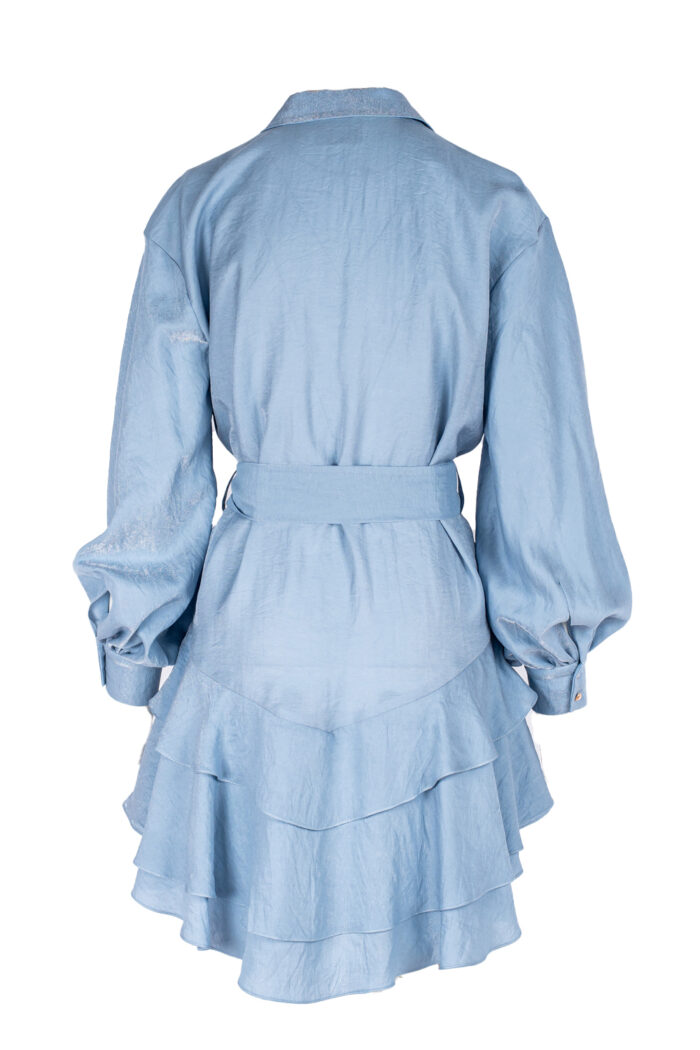 Rochie scurta cu volane din in Blue - imagine 2