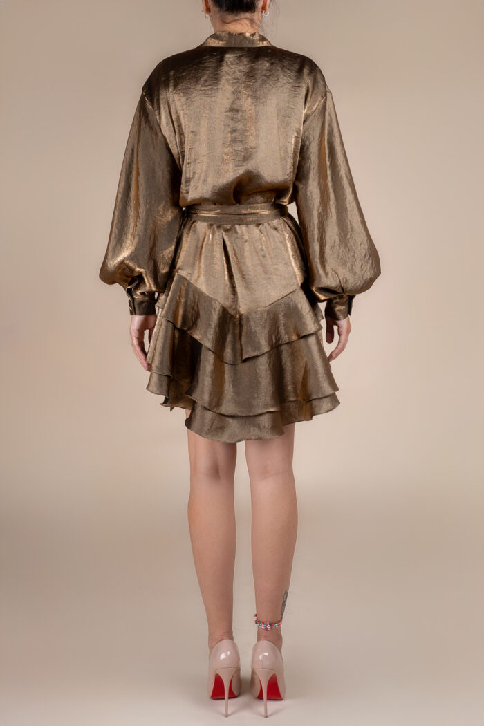 Rochie scurta cu volane din in Dark Gold - imagine 4