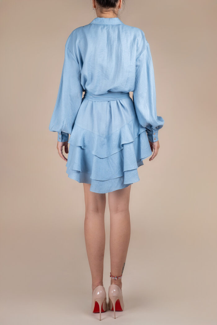 Rochie scurta cu volane din in Blue - imagine 4