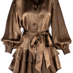 Rochie scurta cu volane din in Dark Gold