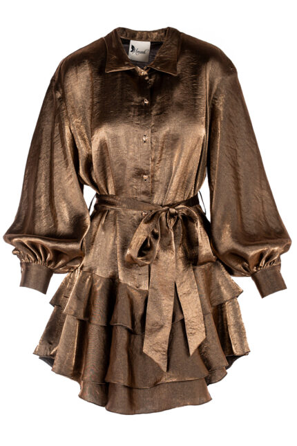 Rochie scurta cu volane din in Dark Gold