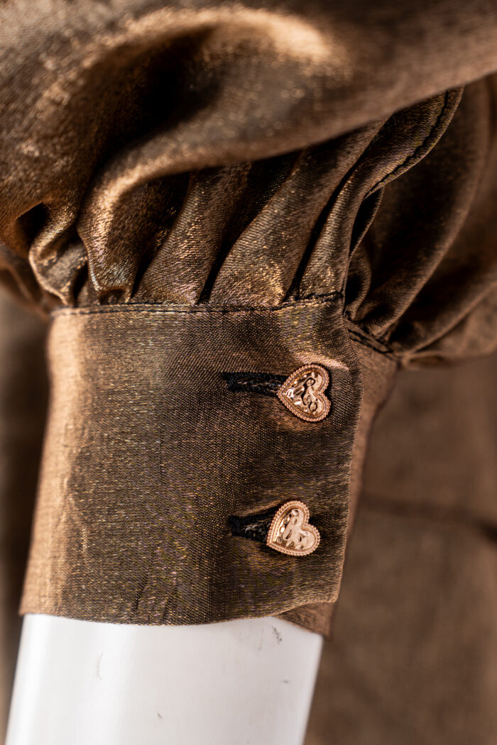 Rochie scurta cu volane din in Dark Gold - imagine 6