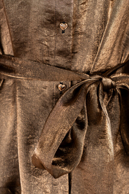 Rochie scurta cu volane din in Dark Gold - imagine 5