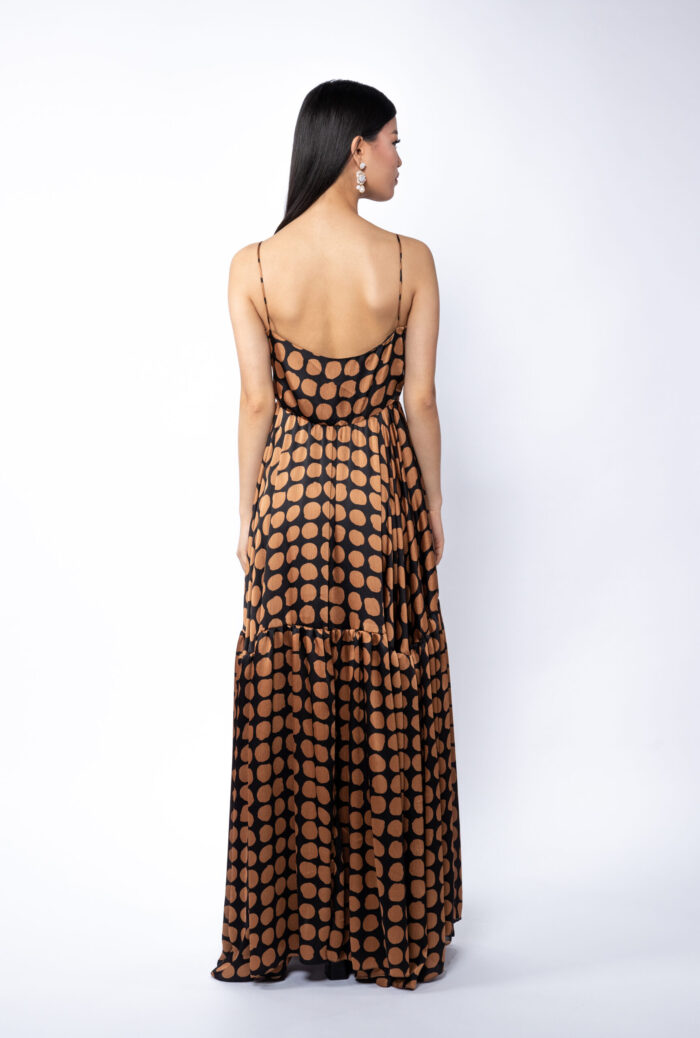 Rochie lunga cu bretele si imprimeu cu buline - imagine 2