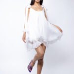 Rochie mini din matase cu esarfe White