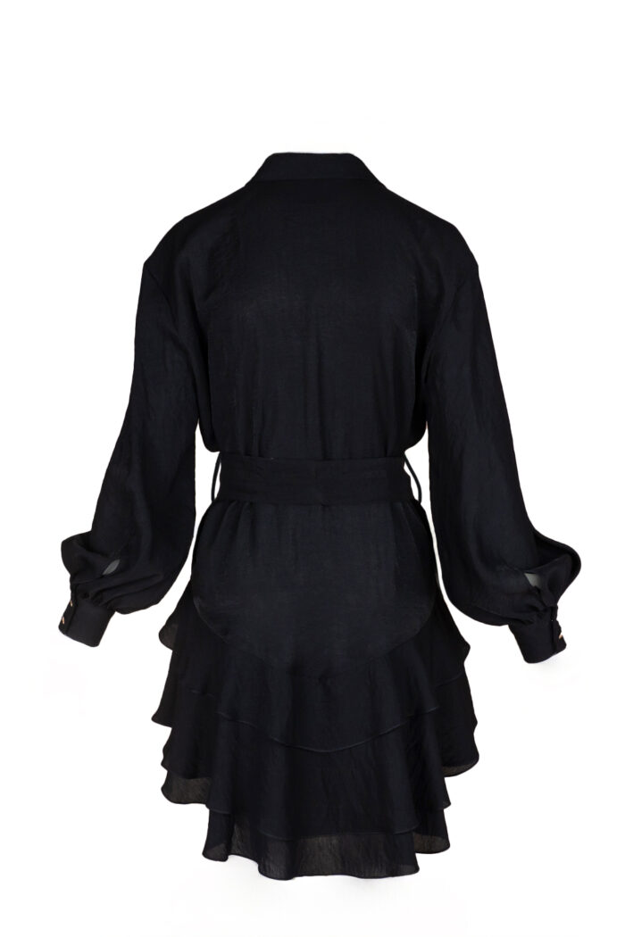 Rochie scurta cu volane din in Black - imagine 4
