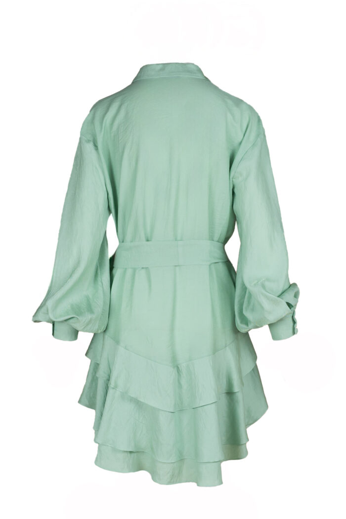 Rochie scurta cu volane din in Mint - imagine 4