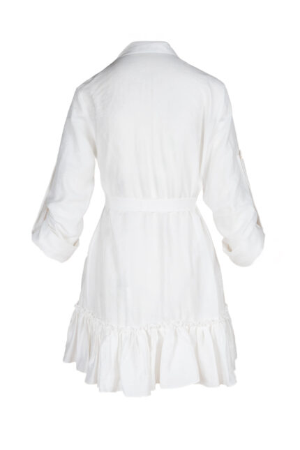 Rochie petrecuta cu mansete late si volan White - imagine 4