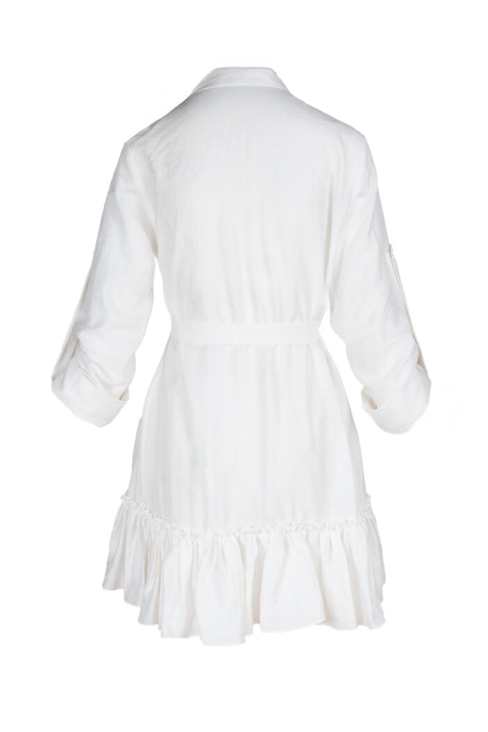 Rochie petrecuta cu mansete late si volan White - imagine 4