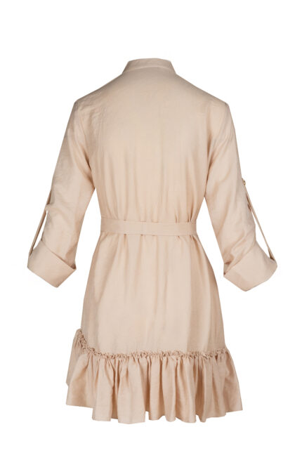 Rochie petrecuta cu mansete late si volan Nude - imagine 4