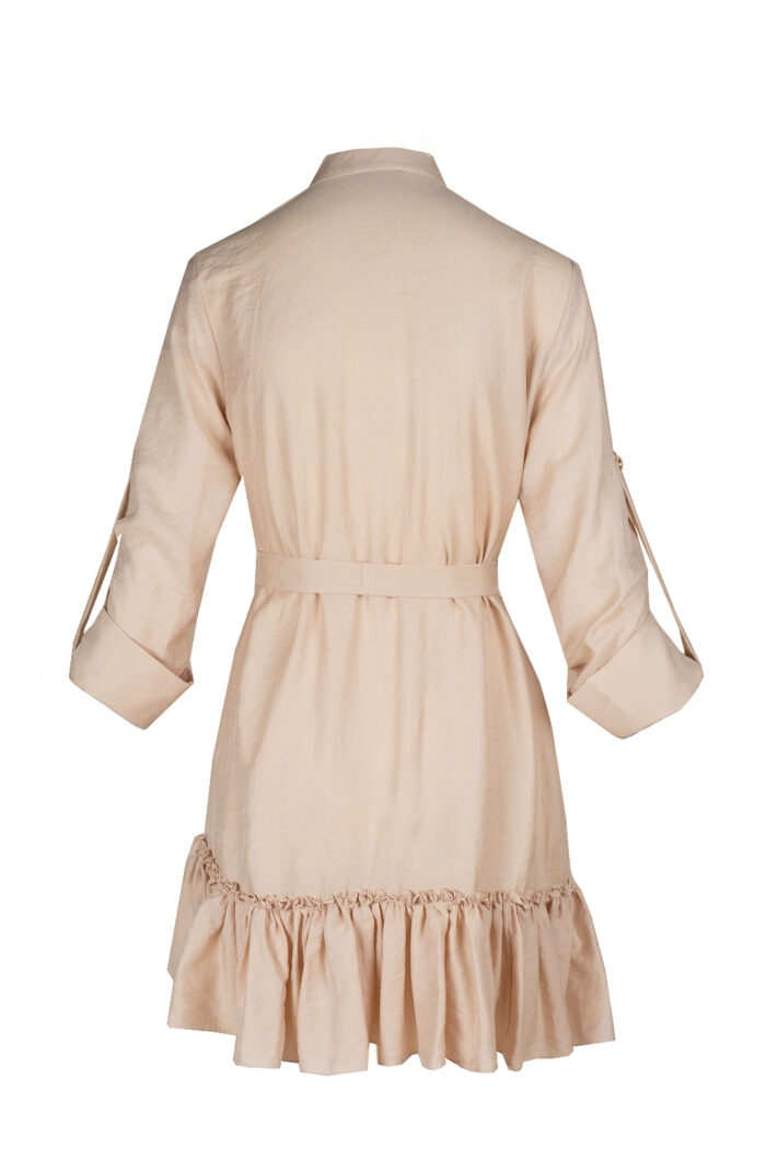 Rochie petrecuta cu mansete late si volan Nude - imagine 4