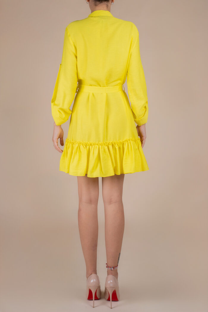 Rochie petrecuta cu mansete late si volan Yellow - imagine 2