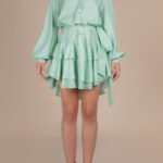 Rochie scurta cu volane din in Mint