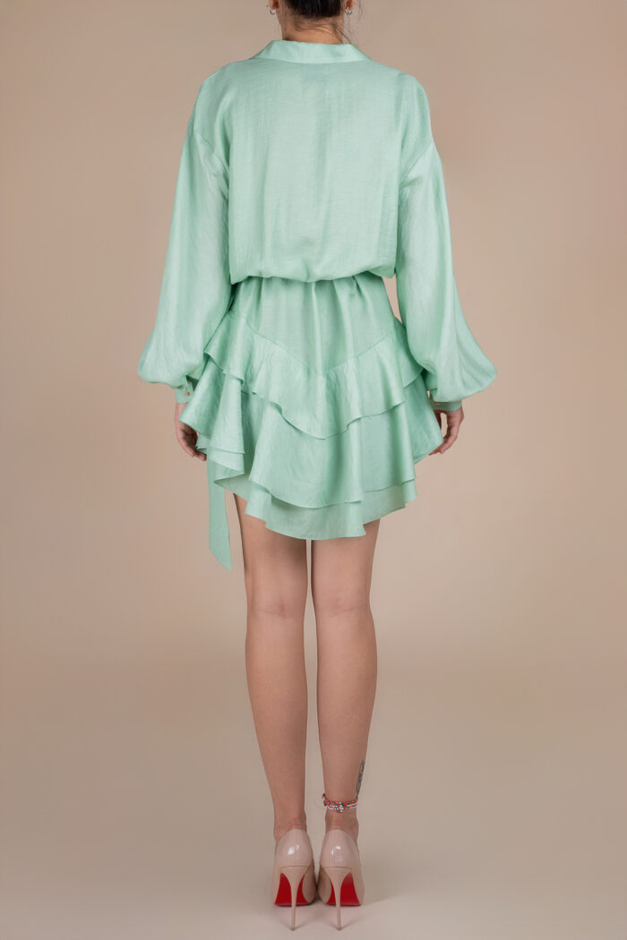 Rochie scurta cu volane din in Mint - imagine 2