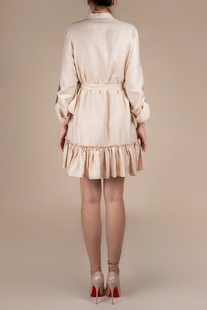 Rochie petrecuta cu mansete late si volan Nude - imagine 2